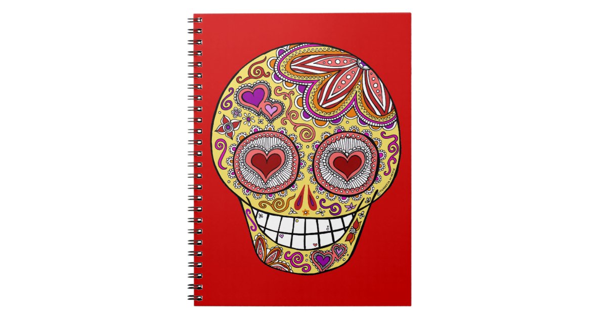 Smiling Sugar Skull Heart Eyes Journal Notebook Zazzle Com