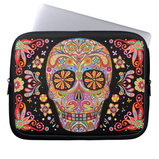 Smiling Sugar Skull Laptop Sleeve | Zazzle