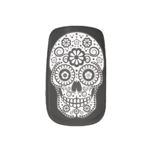 Smiling Sugar Skull Minx Nail Art