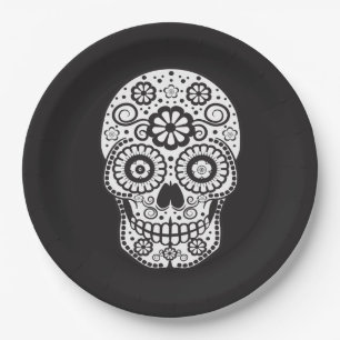 Smiling Sugar Skull Paper Plates