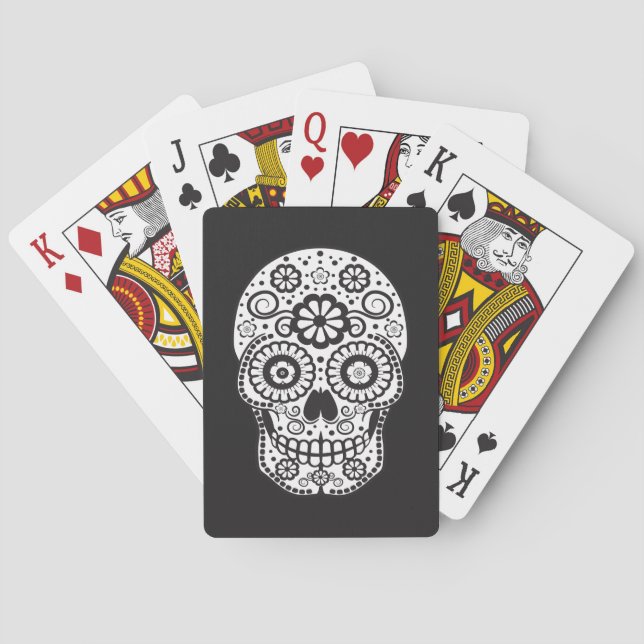 Smiling Sugar Skull Poker Cards (Back)