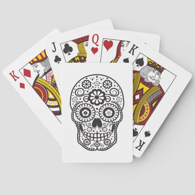 Smiling Sugar Skull Poker Cards (Back)