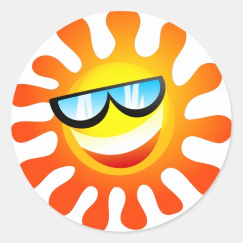 Smiling Summer Sunny Sunshine Weather Classic Round Sticker