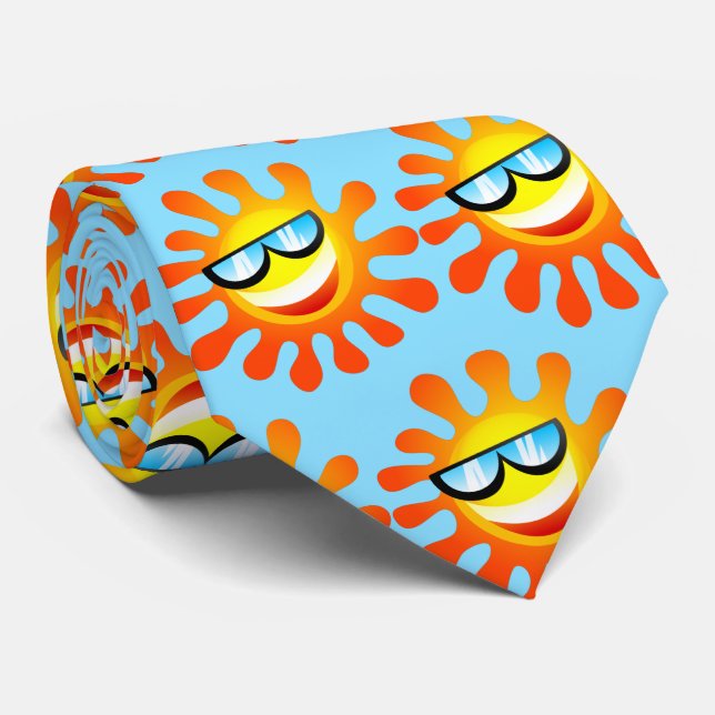 Smiling Summer Sunny Sunshine Weather Neck Tie (Rolled)