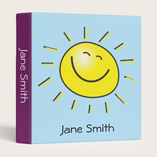 Smiling sun cartoon kids cute student folder
