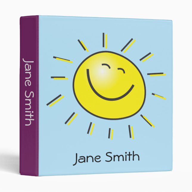 Smiling sun cartoon kids cute student folder (Front/Spine)