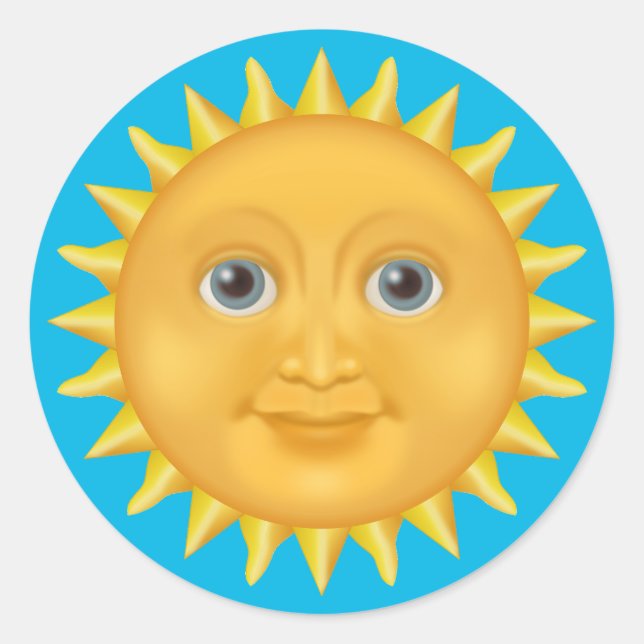 Smiling Sun Classic Round Sticker (Front)