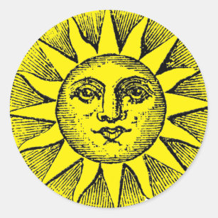 Smiling sun classic round sticker