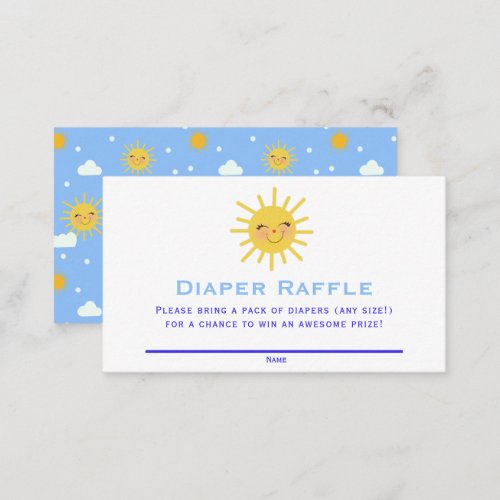 Smiling Sun  Clouds Baby Shower Diaper Raffle Enclosure Card