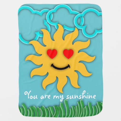 Smiling Sun Clouds  Grass You Are My Sunshine Baby Blanket