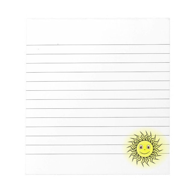 Smiling Sun Custom Lined Notepad (Front)
