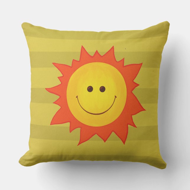 Smiling Sun Cute Cartoon Throw Pillow (Front)
