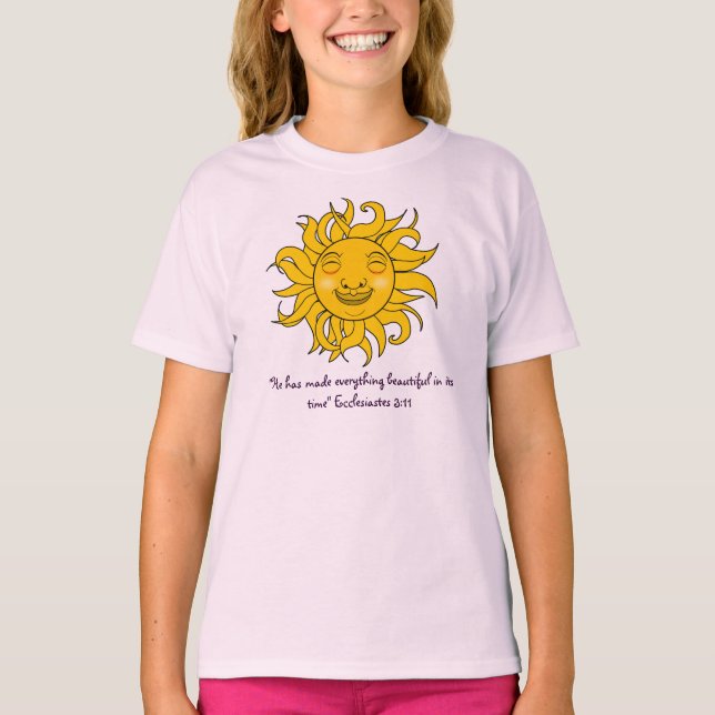Smiling sun design with Ecclesiastes bible verse T-Shirt (Front)