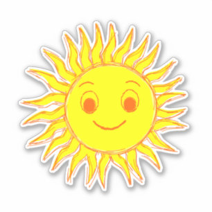 Smiling Sun Drawing Sticker