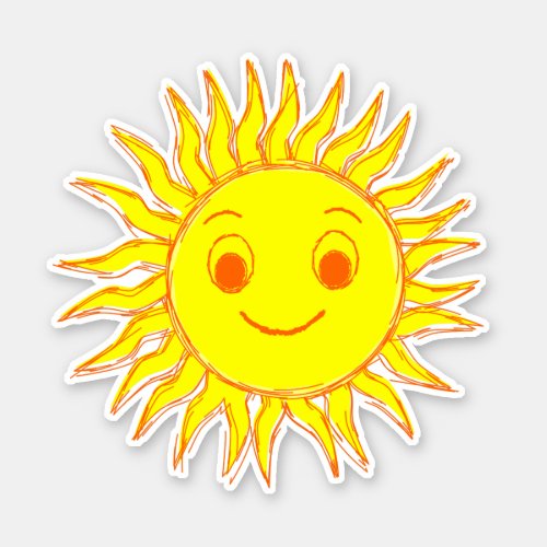 Smiling Sun Drawing Sticker