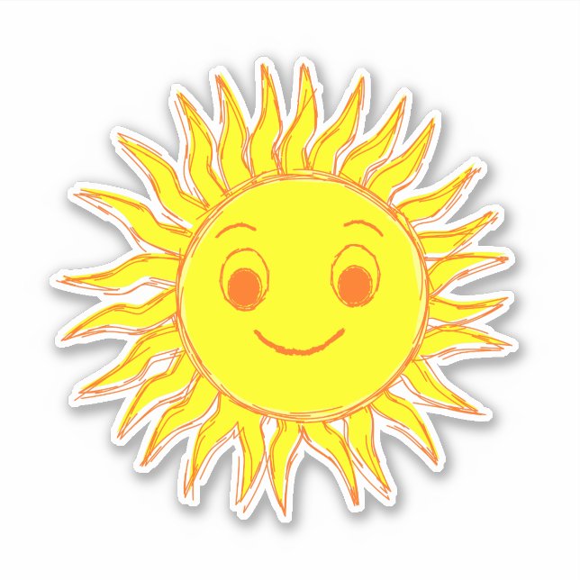 Smiling Sun Drawing Sticker (Front)