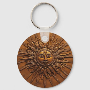 Smiling Sun Embossed Keychain