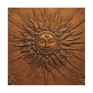 Smiling Sun Embossed Wood Wall Art