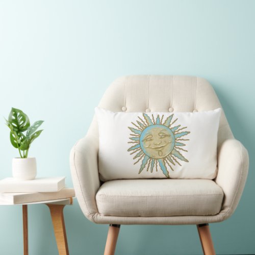 Smiling Sun Face Art Lumbar Pillow