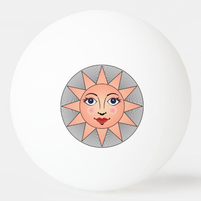 Smiling Sun Face | Astronomy Symbol Ping Pong Ball (Front)