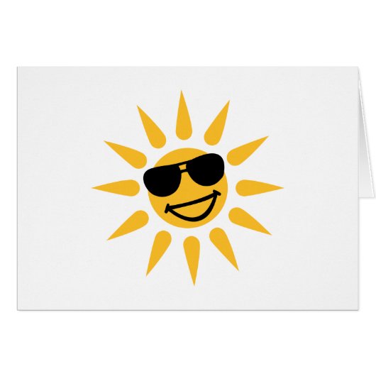 Smiling sun face sunglasses cards (Front Horizontal)