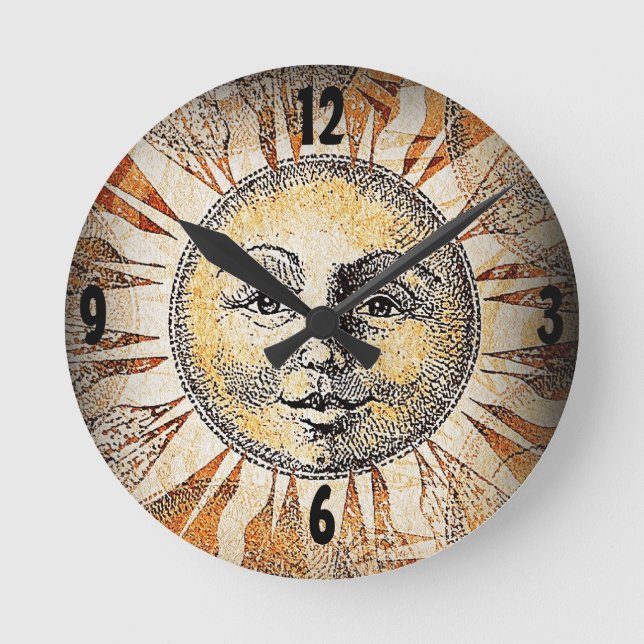 Smiling Sun Face Wall Clock (Front)