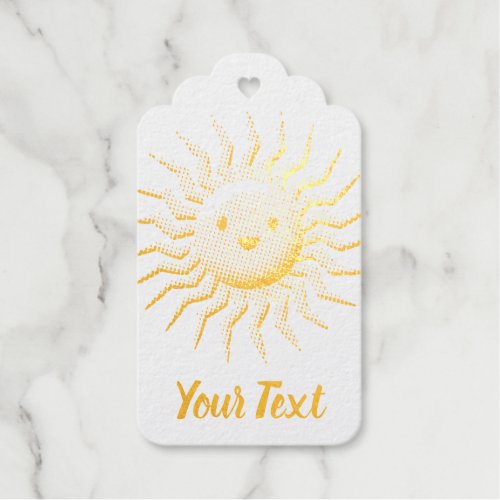 Smiling Sun Face With Custom Text Foil Gift Tags
