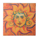 Smiling Sun, Fairytale Fantasy Art, Orange Yellow Ceramic Tile<br><div class="desc">Ceramic tile featuring featuring Celestial sun with smiling face, orange and red colors. The sun gives us a light and brings life. It will represent people’s personalities and egos and their spirit. It will make people original and symbolizes the creative force of life. This design will be a great gift...</div>