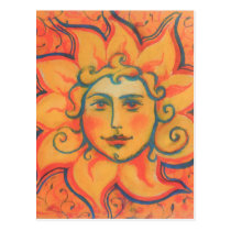 Smiling Sun, Fairytale Fantasy Art, Orange Yellow Postcard Smiling Sun, Fairytale Fantasy Art, Orange Yellow Postcard