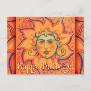 Smiling Sun, Fairytale Fantasy Art, Orange Yellow Postcard