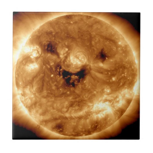 Smiling Sun From NASA Solar Observatory Ceramic Tile