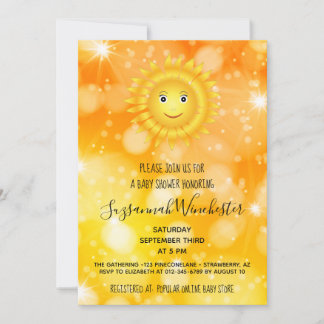 Smiling Sun Gender Neutral Custom Baby Shower Invitation