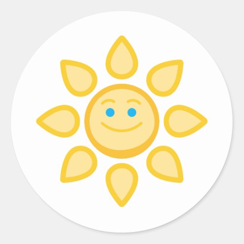 Smiling Sun Happy Face Classic Round Sticker