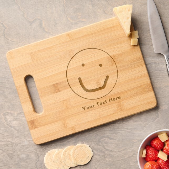 Smiling Sun Happy Face Engraved Cutting Board (Cheese)