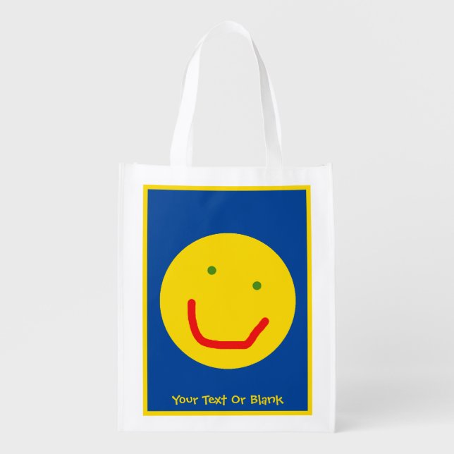 Smiling Sun Happy Face Grocery Bag (Front)