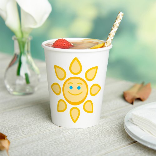 Smiling Sun Happy Face Paper Cups