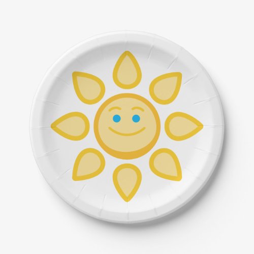 Smiling Sun Happy Face Paper Plates