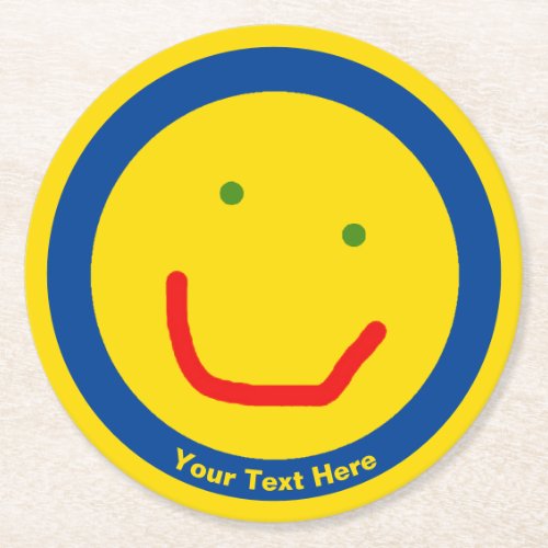 Smiling Sun Happy Face Round Paper Coaster