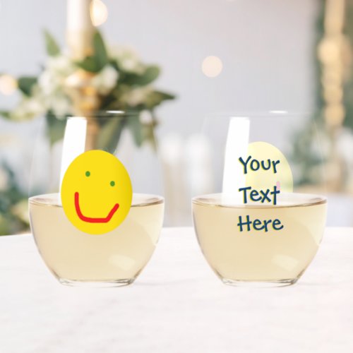 Smiling Sun Happy Face Stemless Wine Glass