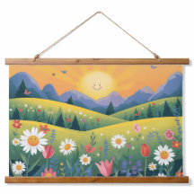 Smiling Sun & Happy Flowers Tapestry – Bright Natu