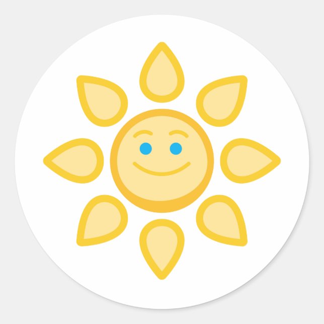 Smiling Sun Happy Sunshine Classic Round Sticker (Front)