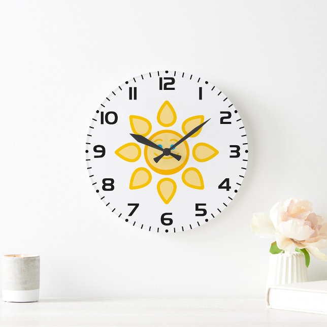 Smiling Sun Happy Sunshine Large Clock (Creator Uploaded)