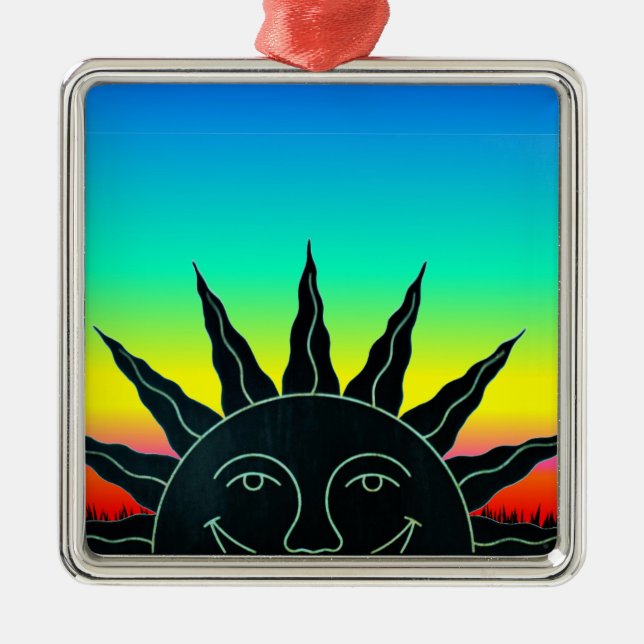 Smiling Sun Metal Ornament (Front)