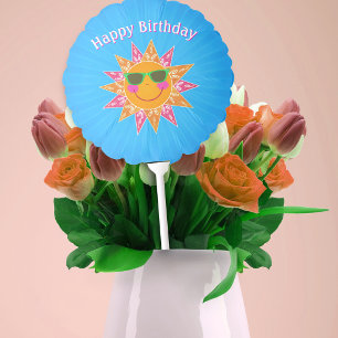 Smiling Sun Rosy Cheeks Green Sunglasses Blue Balloon