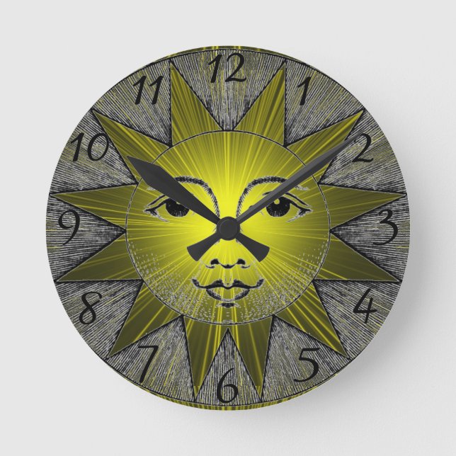Smiling Sun Round Clock (Front)