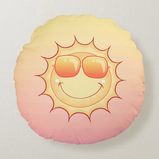 Smiling Sun Round Pillow (Front)