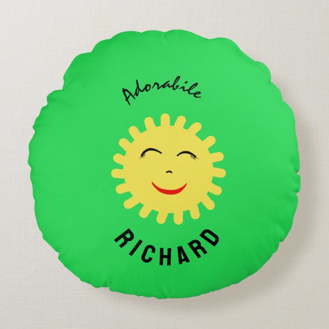 Smiling sun round pillow (Front)