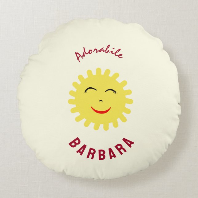 Smiling sun round pillow (Front)