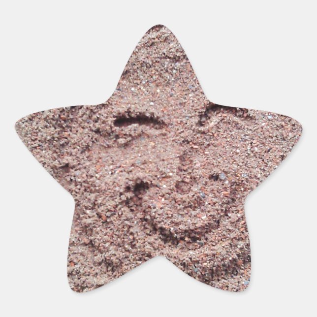 Smiling Sun, Sand Emoticon, Summer Emoji Star Sticker (Front)