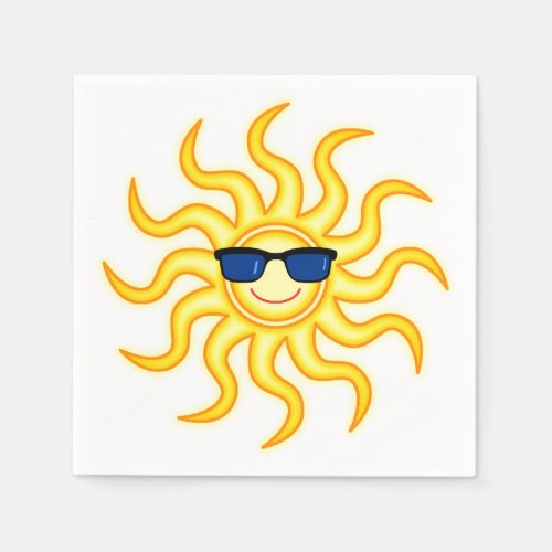 Smiling Sun Wearing Sunglasses Napkins